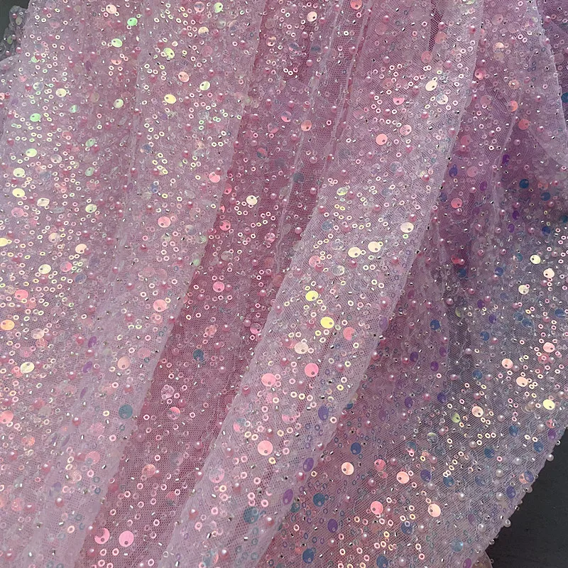 Beaded Symphony Sequins 3D Lace Fabric, Shiny Bridal Dress, Bridesmaid Dress, DIY Home Curtain, RS3455, 13 Colors, New, 2021