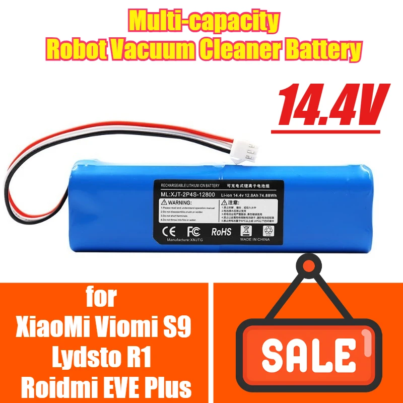 

14.4V Multi-capacity Robot Vacuum Cleaner Battery,for XiaoMi Viomi S9,Lydsto R1 and Roidmi EVE Plus