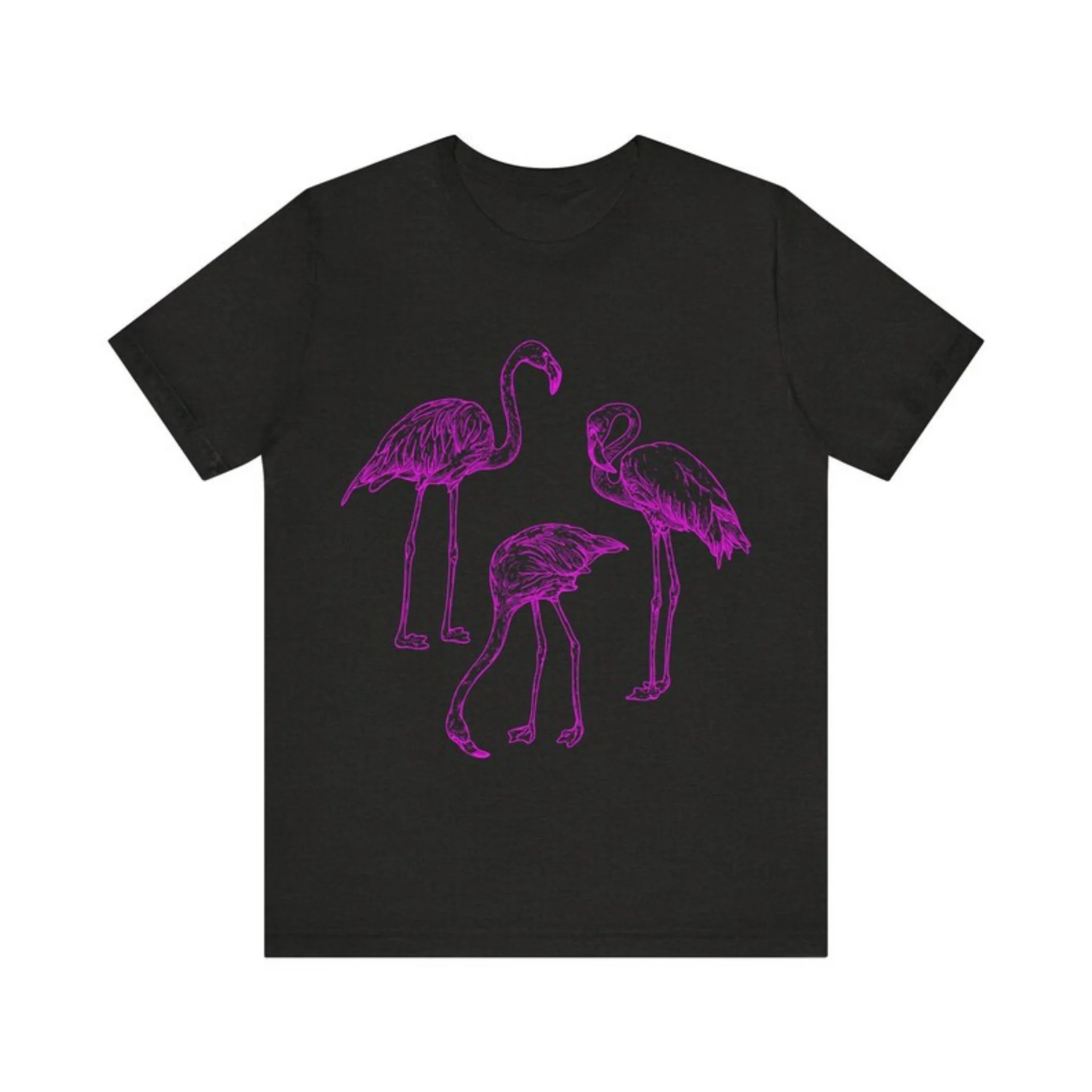 Unisex Flamingo Sketch Graphic T Shirt Casual Crew Neck Short Sleeve Animal Art Tees Streetwear Daily Tops