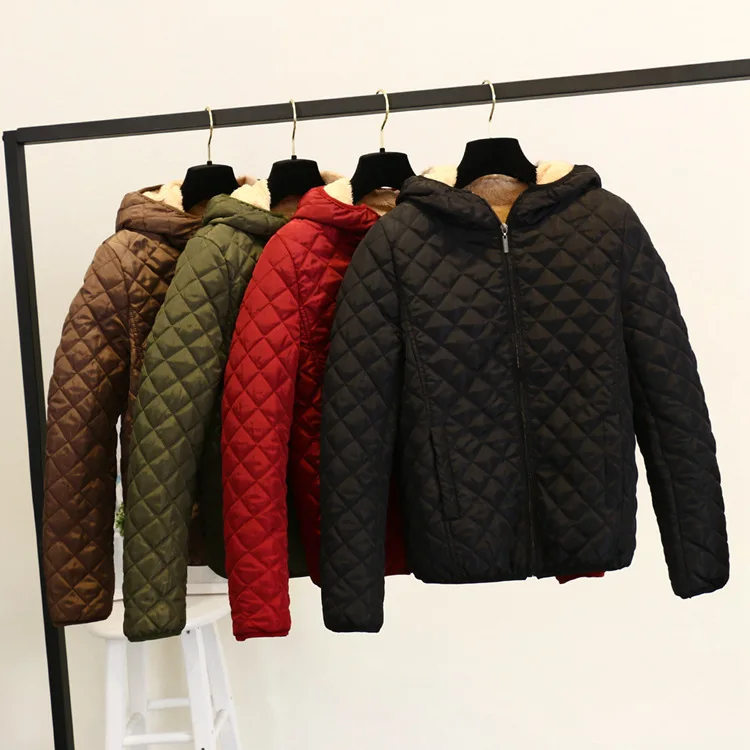 Hooded Quilted Padded Coat Zip Up Long Sleeve Loose Fit Warm Cozy Winter Outerwear Jacket Solid Color Casual Daily Wear Coat