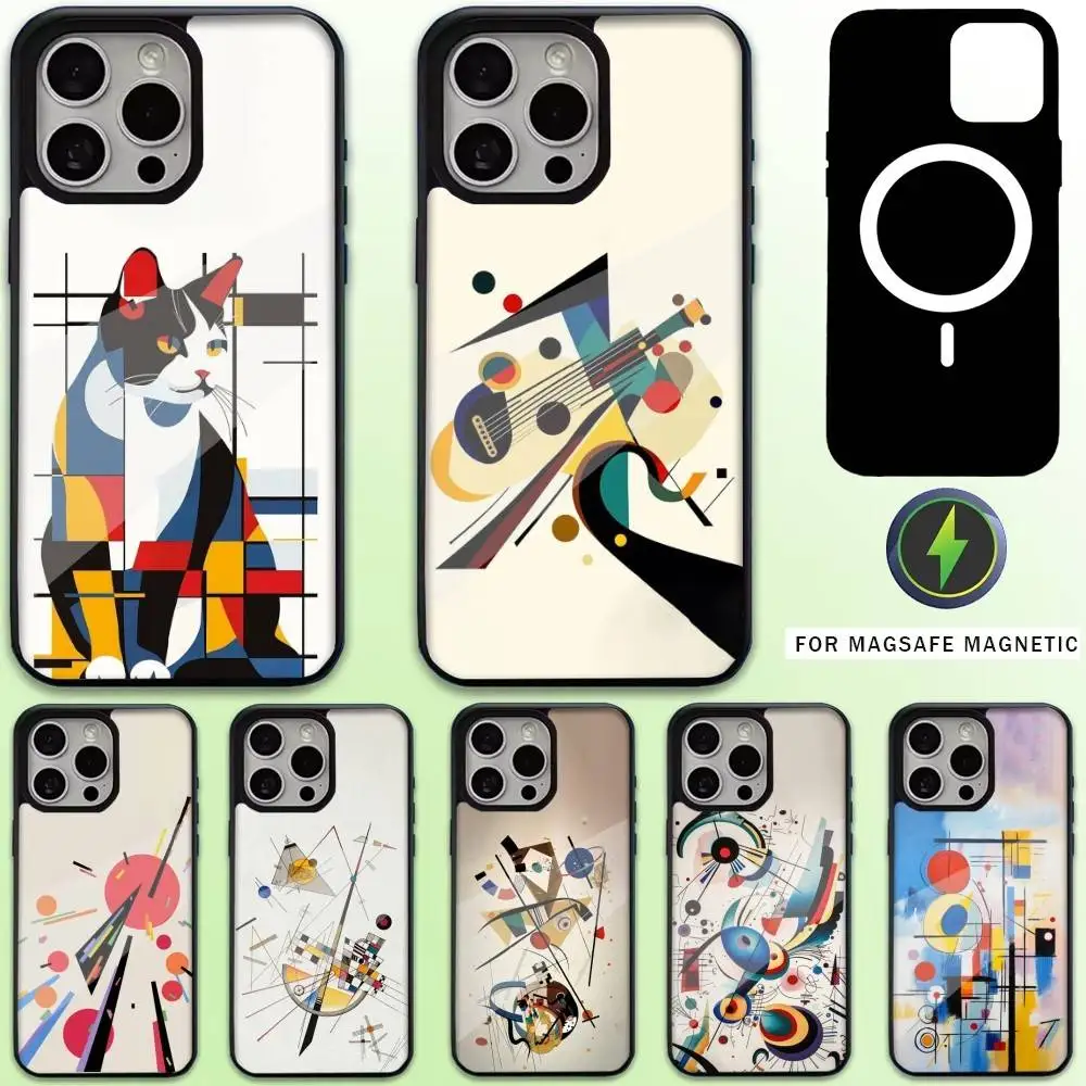 

W-Wassily Kandinsky Artistic Phone Case For iPhone17,16,15,14,13,12,11 Plus,Pro Max Magnetic Magsafe Wireless Charging