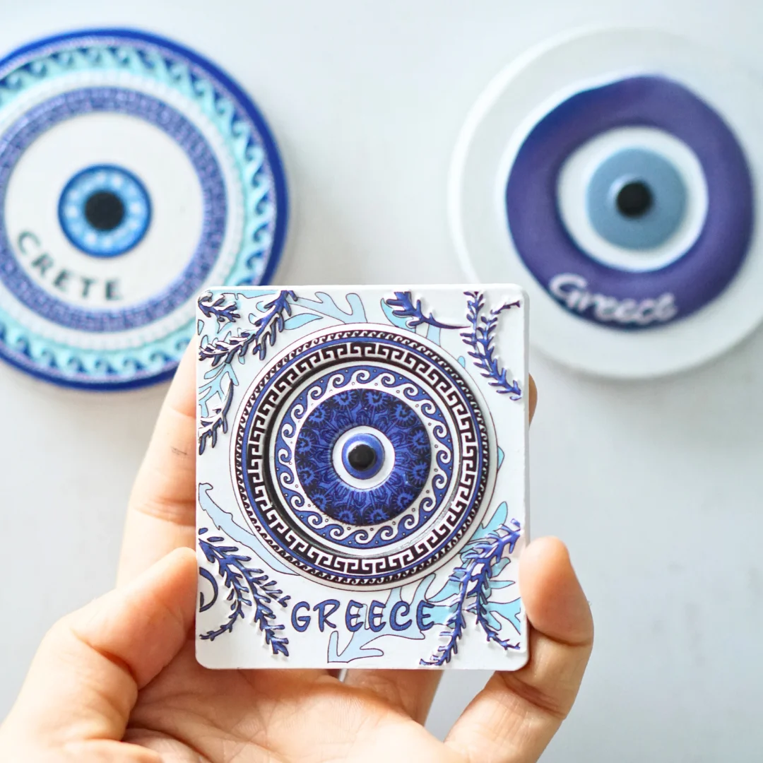 1pc, Greece Fridge Magnets, Greece Specialty Fridge Magnets, Crete Fridge Magnets, Greece Travel Fridge Magnets, White Blue Frid
