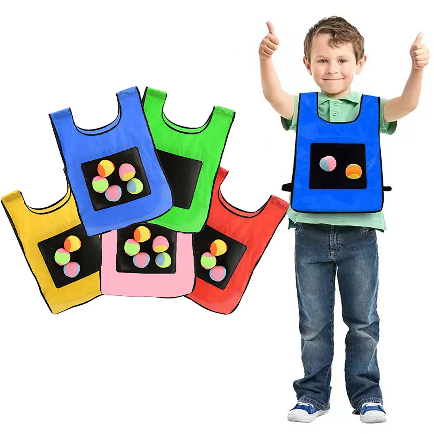 

1set Children's sticky sports shirts, vests, sticky balls, parent-child interaction, outdoor play, throwing, sticky target toys