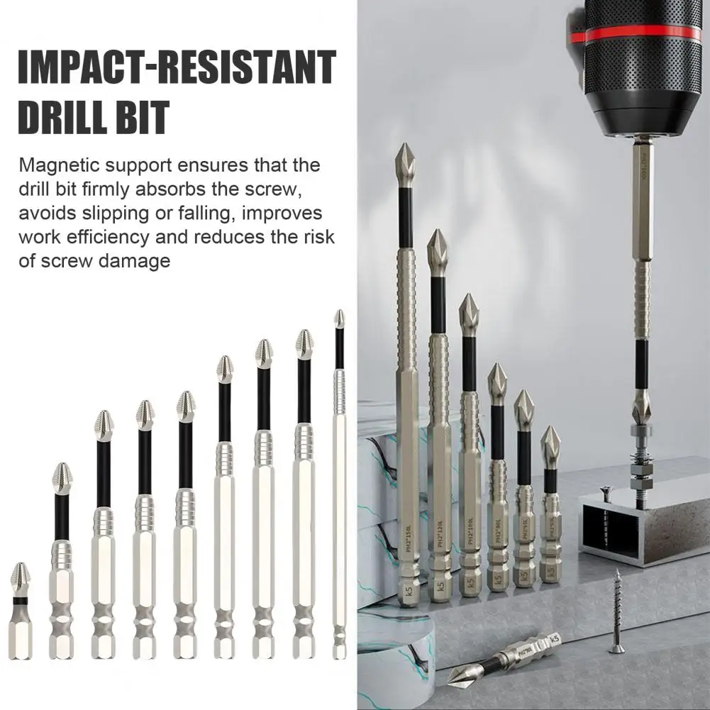 9/12Pcs Drill Bits Kit Rustproof Anti-Slip Magnetic Electric Screwdriver Drill Bits Wide Application High Magnetic Screwdriver D