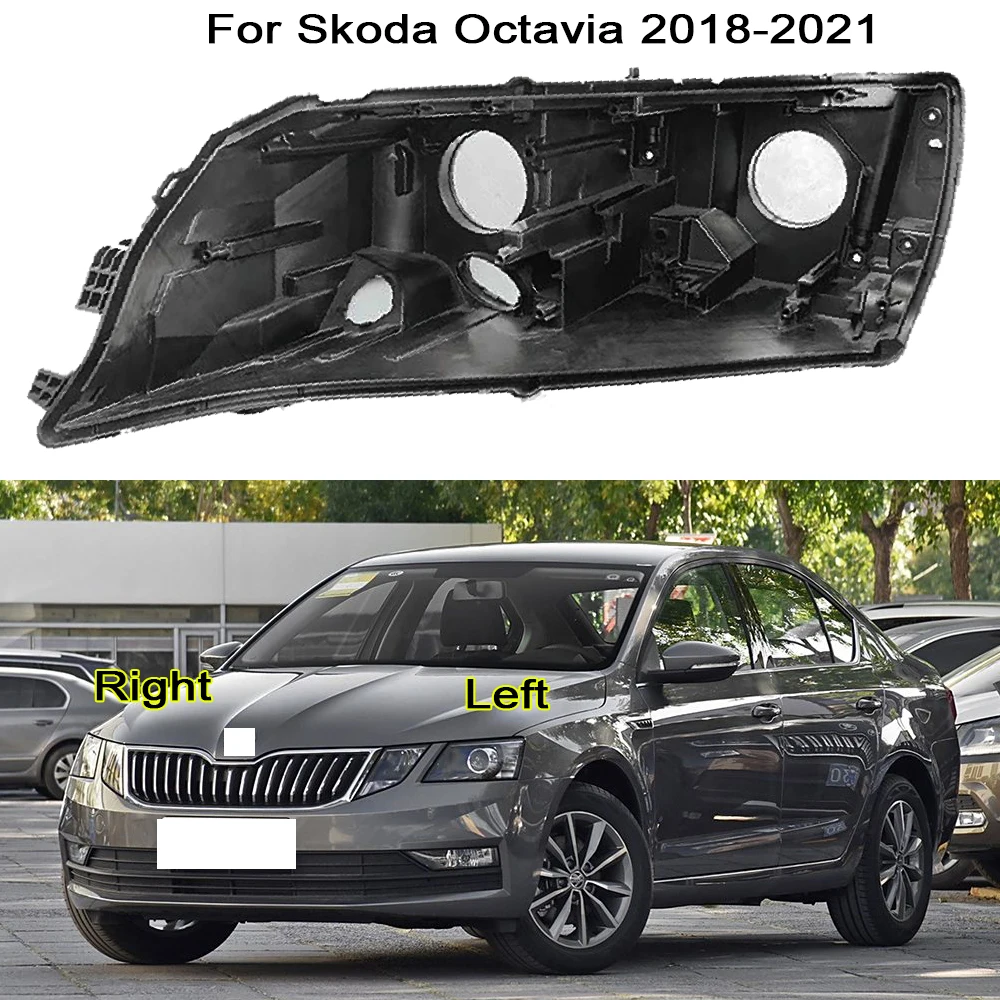 

For Skoda Octavia 2018-2021 Headlight Accessories Fit Headlight Bottom Shell Pedestal Base Replace Original Headlamp Black Box