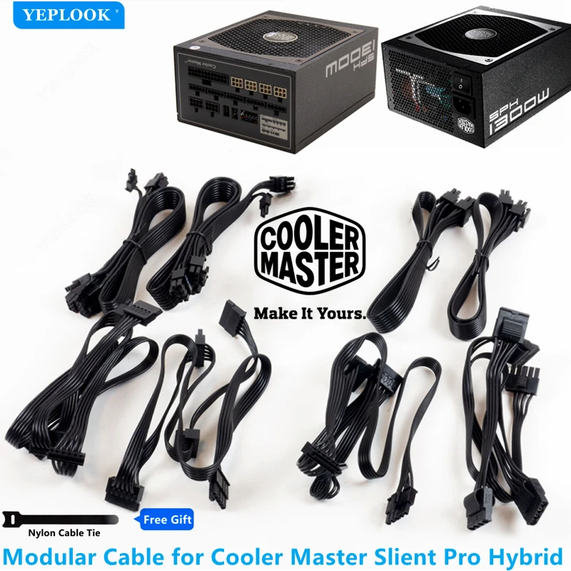 

Modular Cable for Cooler Master Silent Pro Hybrid 1300W 1050W 850W SPH PSU GPU PCIe 8Pin 6+2Pin CPU 4+4Pin SATA Molex 4Pin 24Pin