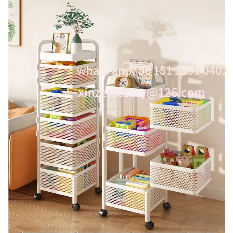 Customizable Simple Home Furniture Rotating Shelf Floor Living Multi-layer Storage Small Cart Modern