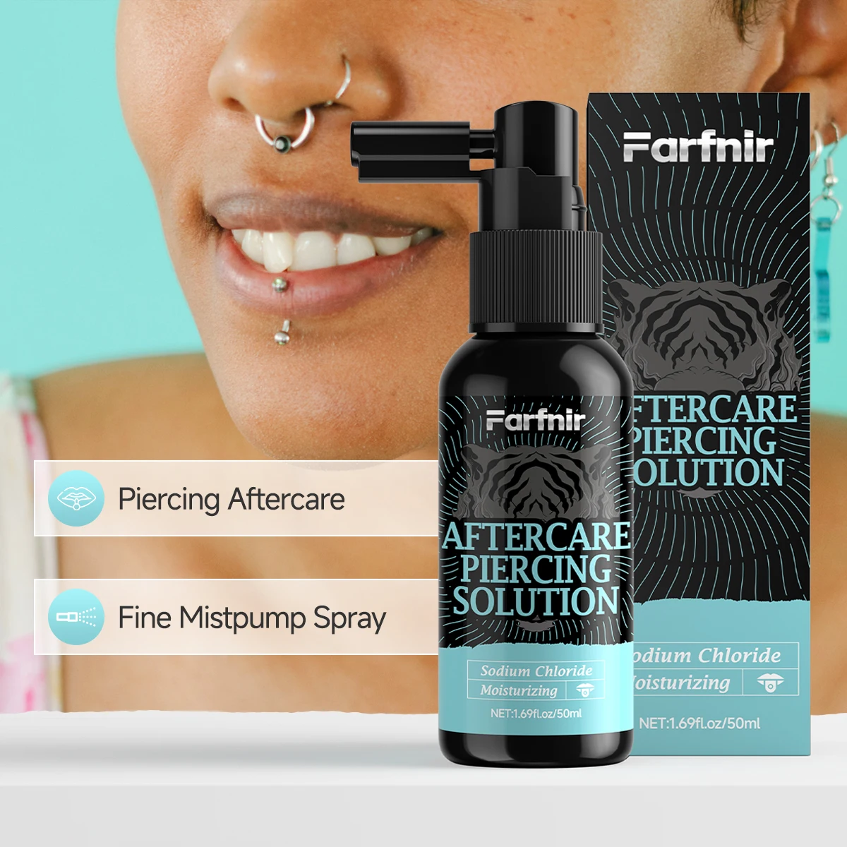 Perforation Care Spray, Gentle Cleaning Spray Suitable for Skin Cleansing of Ears, Nose, Tongue, Lips, Abdomen and Other Areas