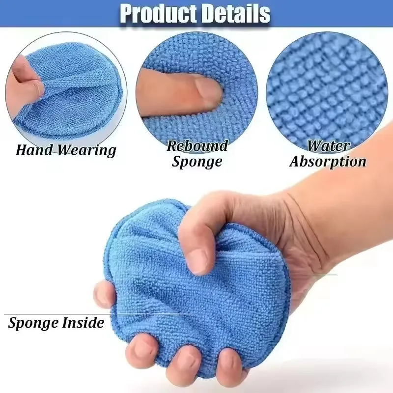 10/1Pcs Soft Microfiber Car Wax Applicator Mitts Polishing Sponge Wax Foam Car Wax Applicator Pad Car Detailing Cleaning Tools view 5