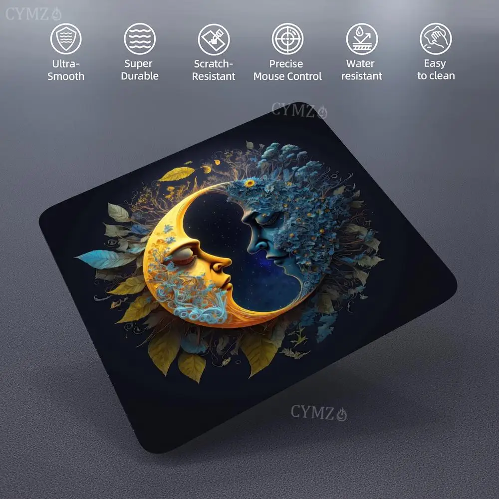 Fantastica luna illustrazione creativa piccolo tappetino per mouse tappetino da scrivania tappetini da gioco bordo cucito antiscivolo adatto per ufficio e giochi