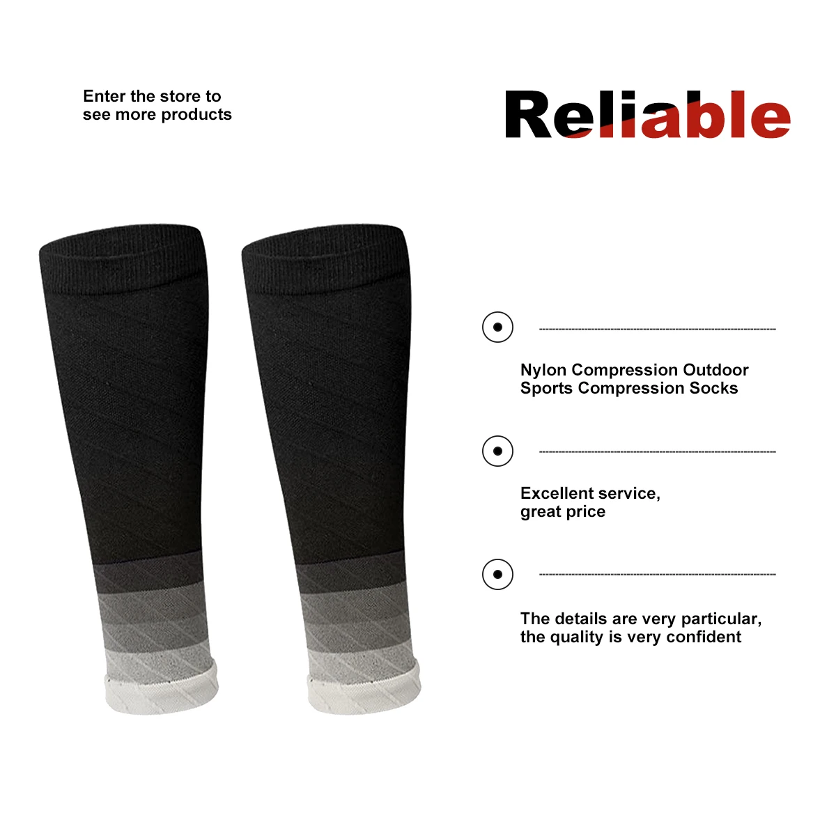 Calcetines deportivos de compresión para hombre, medias largas de presión para correr al aire libre, soporte para pantorrilla, ayuda para correr de noche, mallas de nailon