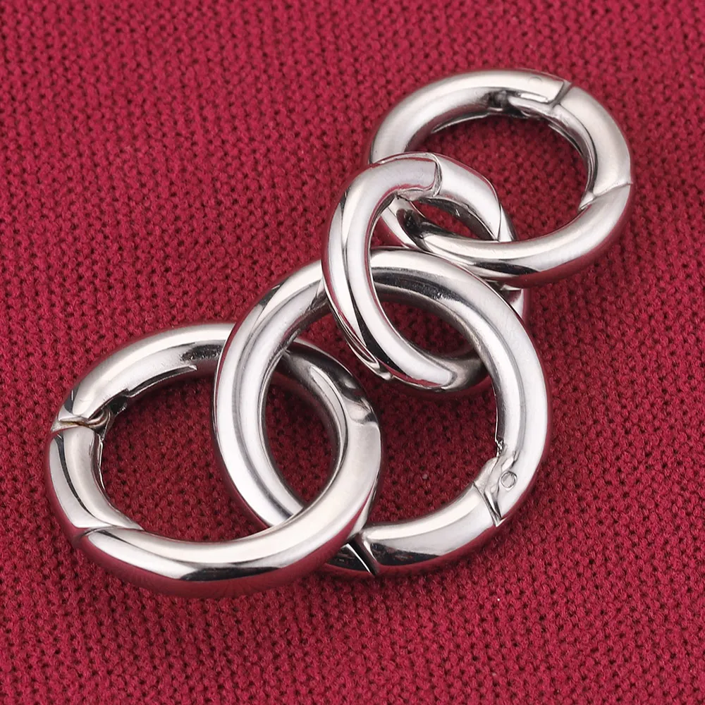 Stainless Steel Round O Ring Spring Clasps Keychain Bag Clips Hook Chain Buckles Lobster Clasp Connector for DIY Jewelry Making