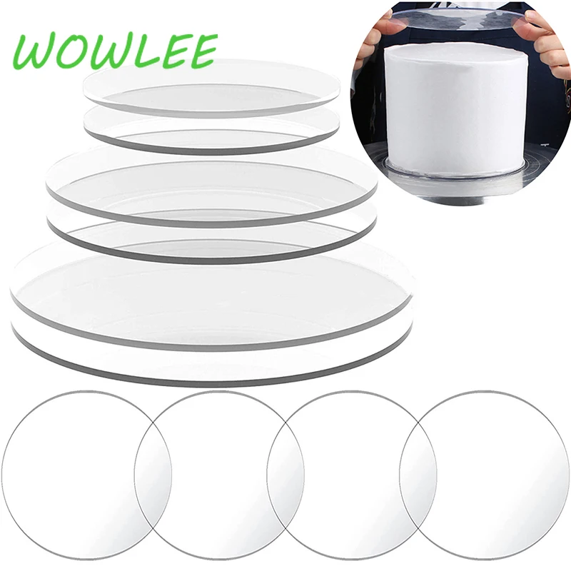 2pcs/Set Acrylic Cake Disc 5 10 15 20 Cm Round Cake Board for Cake Trimming Circle Clear Perspex Sheeting Ganaching Plate