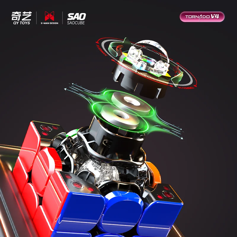 [JudyCube] Qiyi Tornado V4 M Flagship Black Core Version Magnetic Magic Speed Cube SaoCube Tornado V4M Flagship