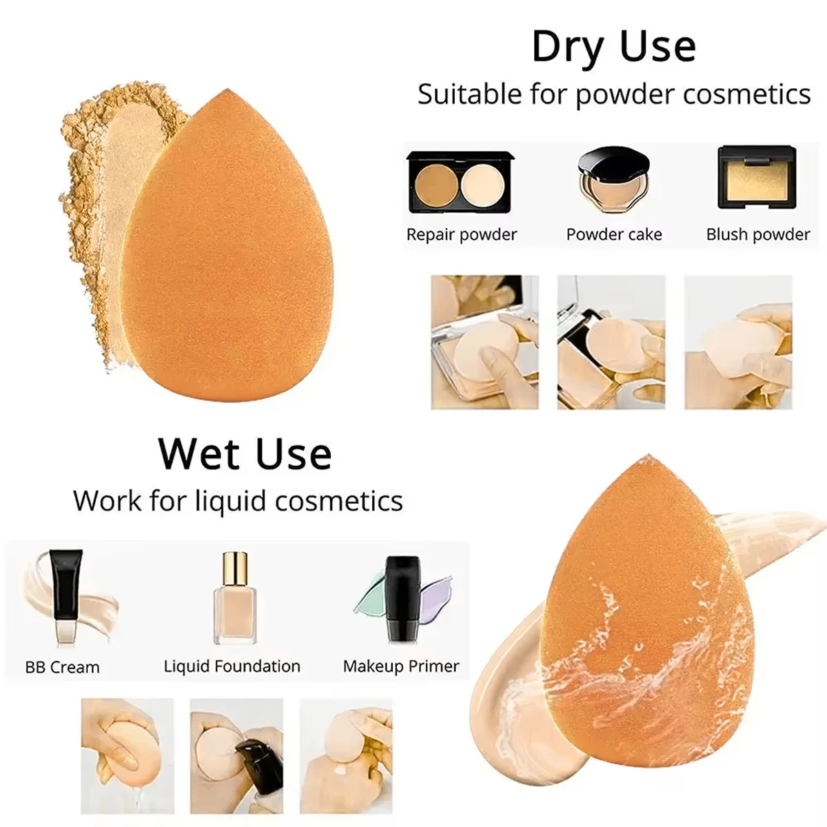4 pièces de cosmétiques éponge beauté oeuf cosmétiques bouffée fond de teint maquillage éponge accessoires de maquillage outils de beauté peau douce