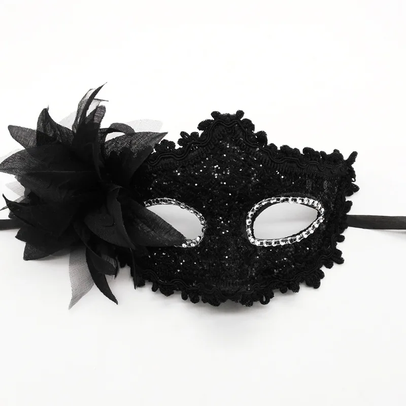 Venetian Mask Halloween Eye Mask Side Flower Rose Lace Sexy Mask Masquerade Party Decoration Dance Carnival Costume Props