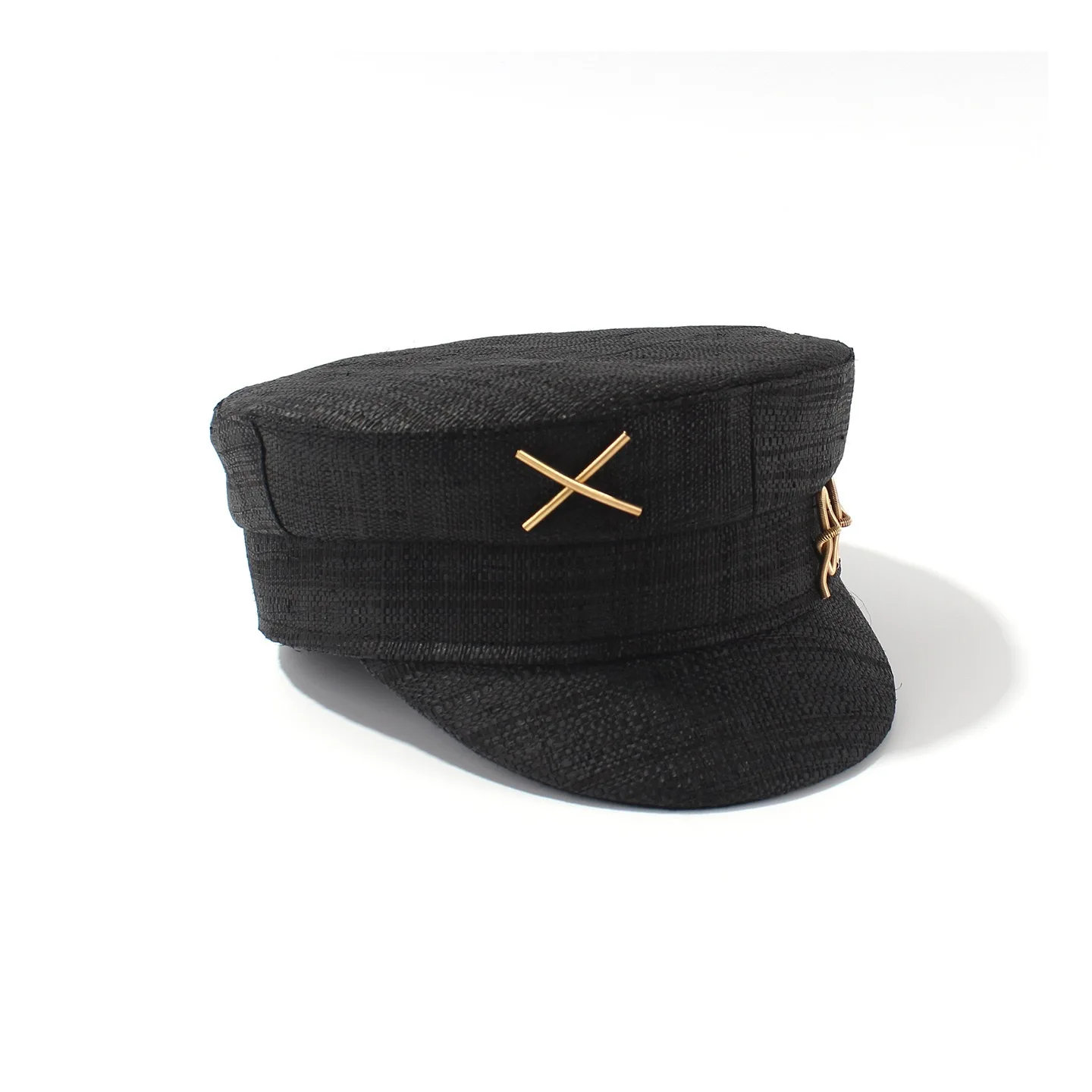 Fashion Beret RB Letter Military Hats For Women Casual Travel High Quality Black Raffia Straw Flat Top Hat Designer Baseball Cap