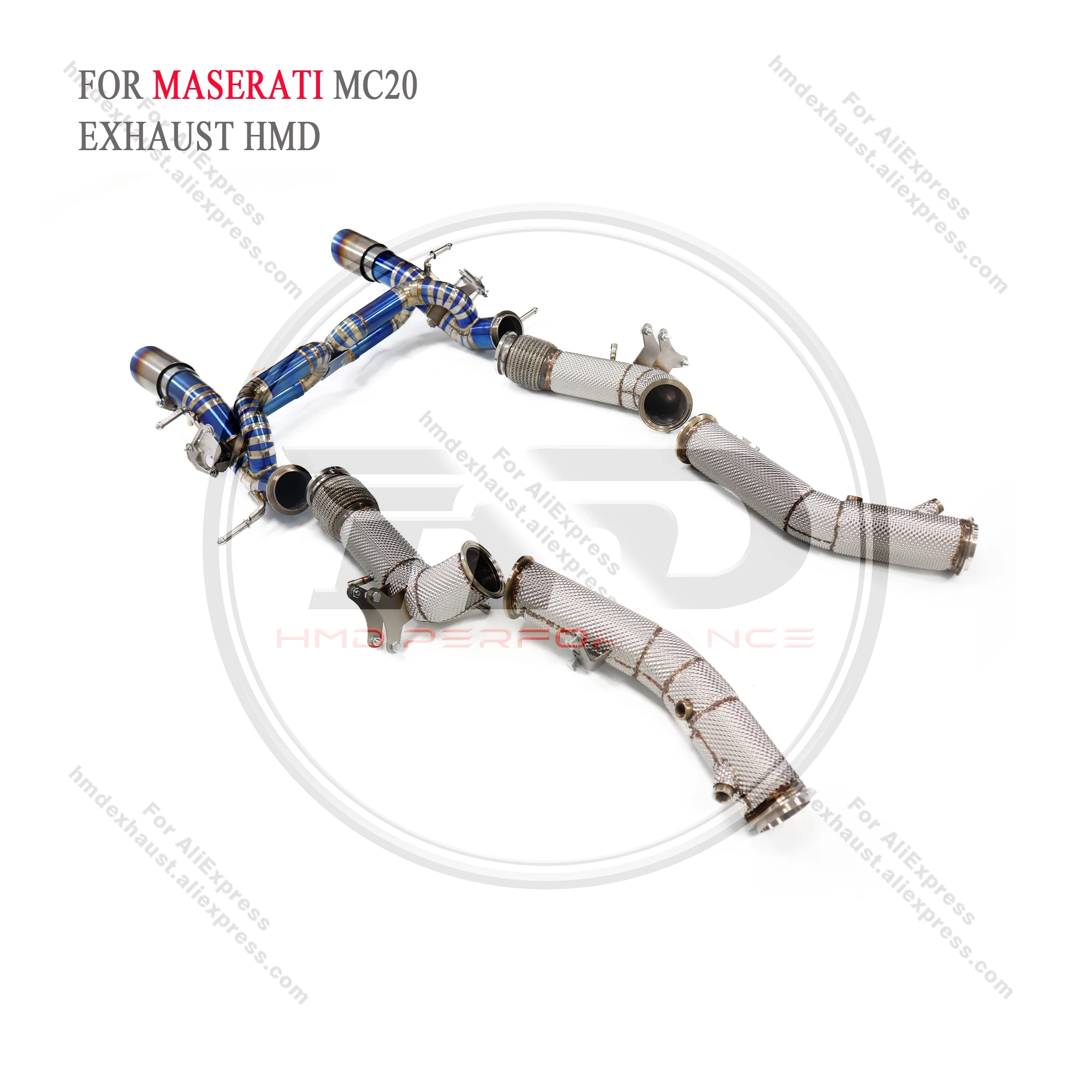 HMD Titan-Abgasanlage Performance Catback für Maserati MC20 Catless Downpipe mit Hitzeschild