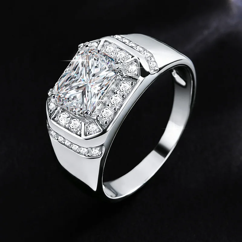 Radiant Emerald Cut Moissanite Diamond s925 Silver Rings for Men and Women 4*6mm Rectangle Moissanite Finger Ring Fine Jewelry
