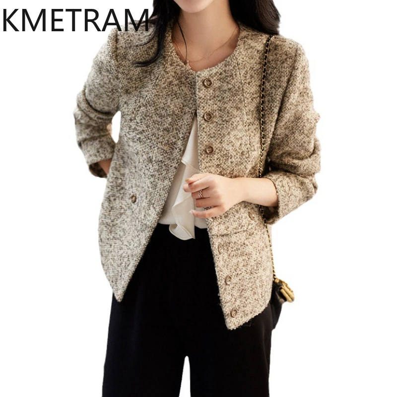 KMETRAM 67% Real Wool Tweed Jackets High Quality New in Outerwear Short Jacket Fall Clothes Women 2024 Chaquetas Para Mujer