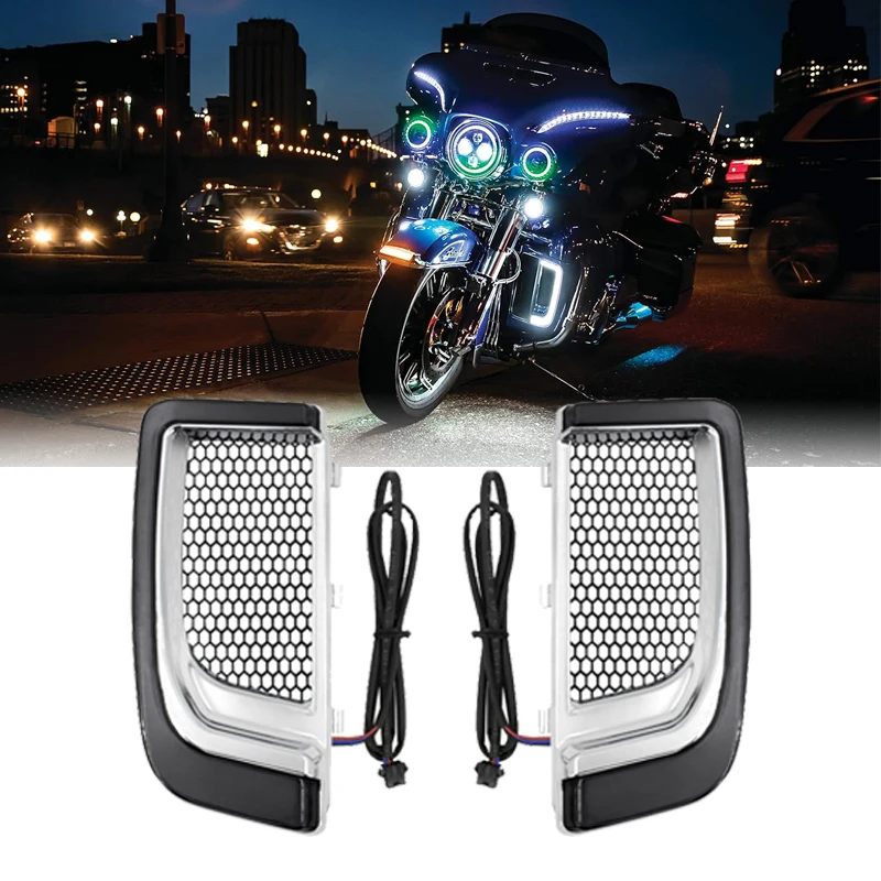 

Светодиодный обтекатель мотоцикла, нижние решетки, указатель поворота для Harley Touring 2014-2019 CVO Street Glide Electra Road Glide Ultra