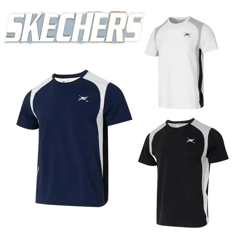 Skechers Mens Color Block T Shirts 3 Colors Athletic Activewear Tops Navy Black White P226U037-0515/03K8/0019 Latest model