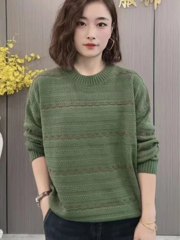 Abnehmen Lose Gestrickte Pullover runde Ne Gestreiften Basis Schicht frauen Faionable Anti-Aging Herbst Winter Koreanische Sle Lange S...