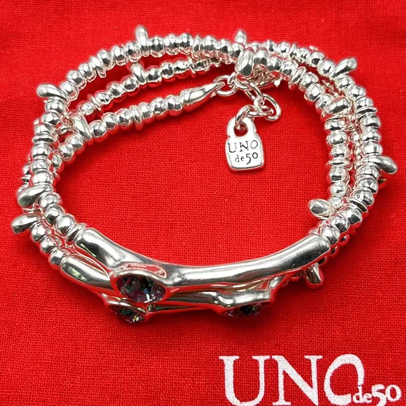 UNOde50-pulsera exquisita de gemas azules para mujer, bolso de regalo romántico, moda europea y americana, alta calidad, novedad de 2023