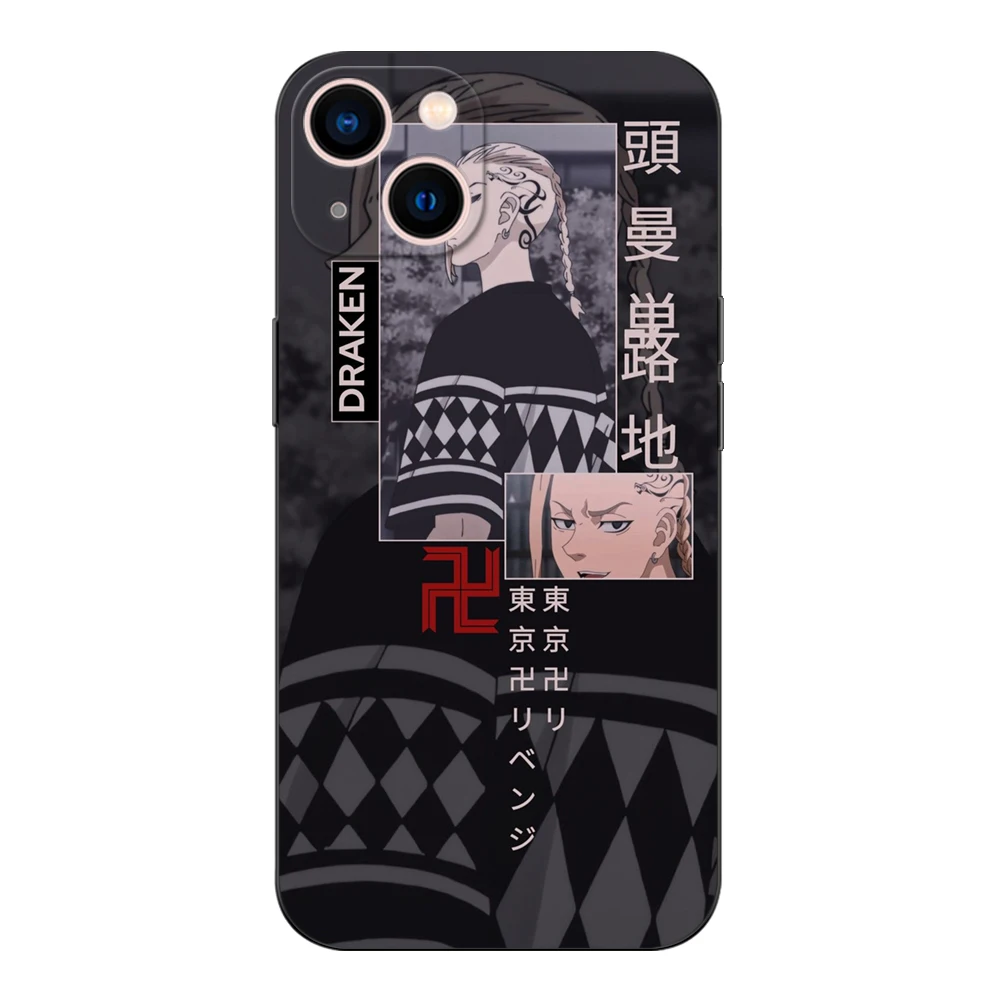 Black tpu case for iphone 14 13 12 11 mini pro MAX 5 5s se 2020 6 6s 7 8 plus x 10 XR XS cover Anime Tokyo Revenger manjiro sano