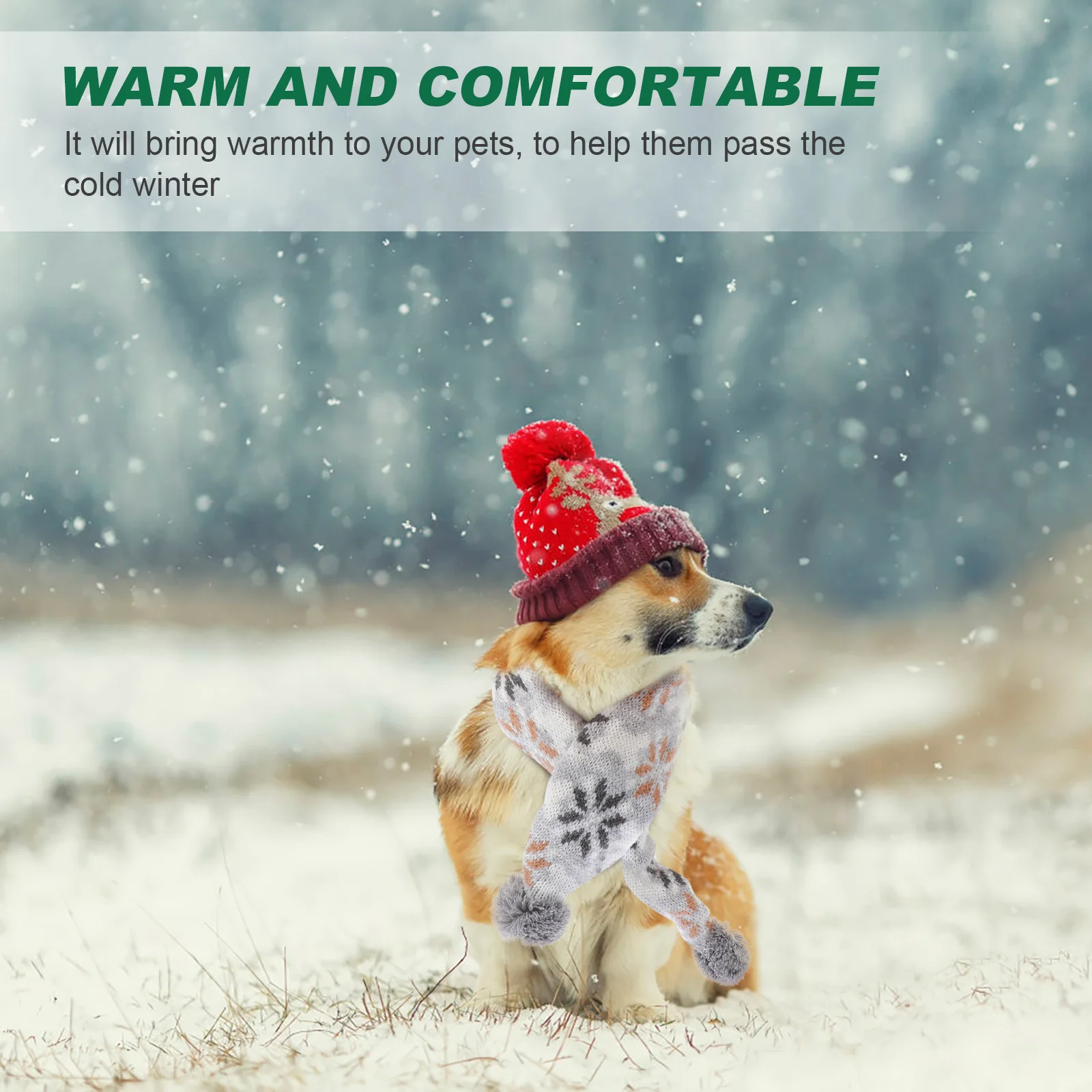 

1Set Xmas Pet Dog Hat and Scarf Set Comfortable Warm Holiday Puppy Costume Accessories Pet Scarf and Hat Dog Supplies