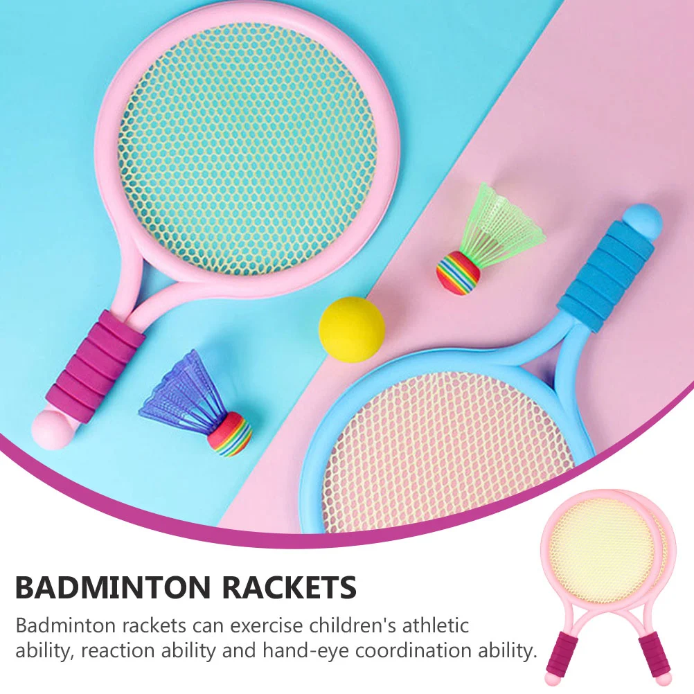 Raqueta fácil de llevar, juego de bádminton, juguete profesional para niños, pelota de ocio de plástico deportiva duradera para niños