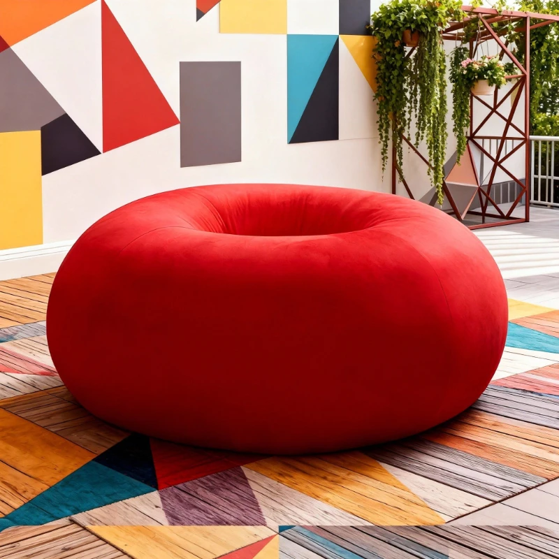 Modern simplicity, red flannel drum pier, living room and bedroom, round seat pier, home decoration
