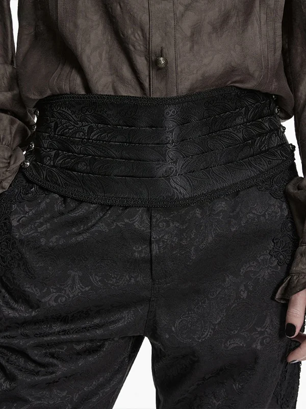 

Retro Floral Embroidery Men's Belt Fashionable Decorative Dark Pattern Trendy Accessory Polyester Fiber Waist Chain