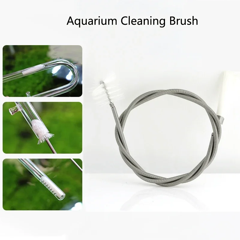 90cm Aquarium Tube Pipe Cleaning Brush Stainless Steel Water Filter Air Tube Flexible Hose Aquarium Accessories Double Heads