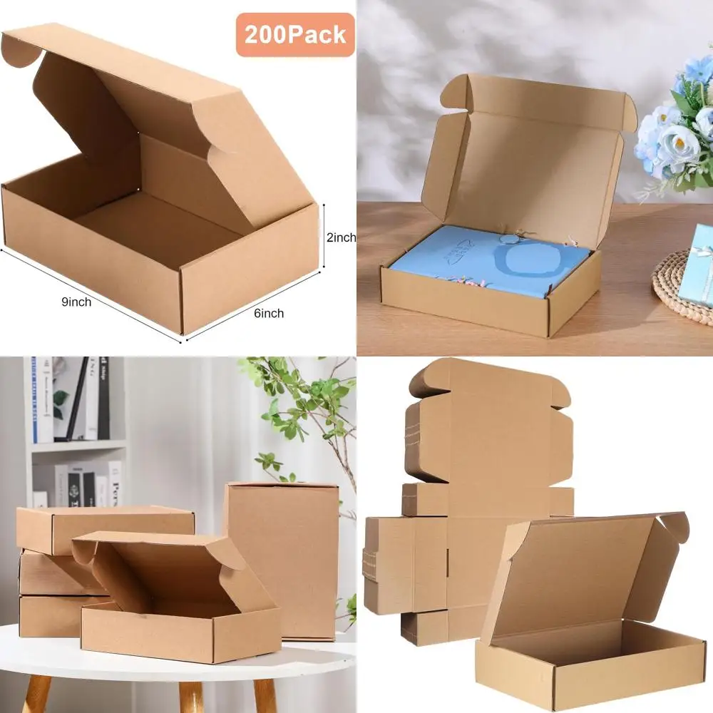 

200 Pack 9x6x2 Inch Corrugated Brown Cardboard Shipping Boxes for Small Business Mailing