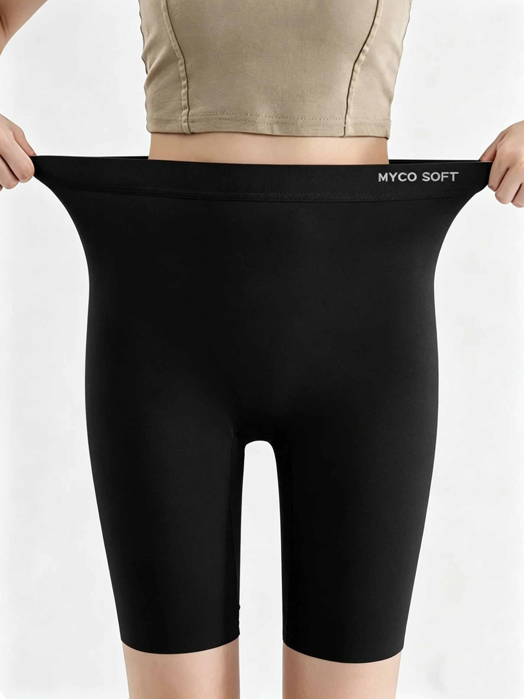 Nahtlose Sicherheitsshorts für Damen, Blickdichter Unterrock-Einsatz, Hohe Taille mit Bauchkontrolle & Po-Lifting, Weich Geripptes Wellenmuster – Detail 5