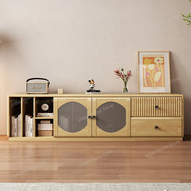 

Nordic Creative TV Stands Solid Wood Modern Minimalist Living Room Storage Low Cabinet Floor Standing Creative Furniture FYST