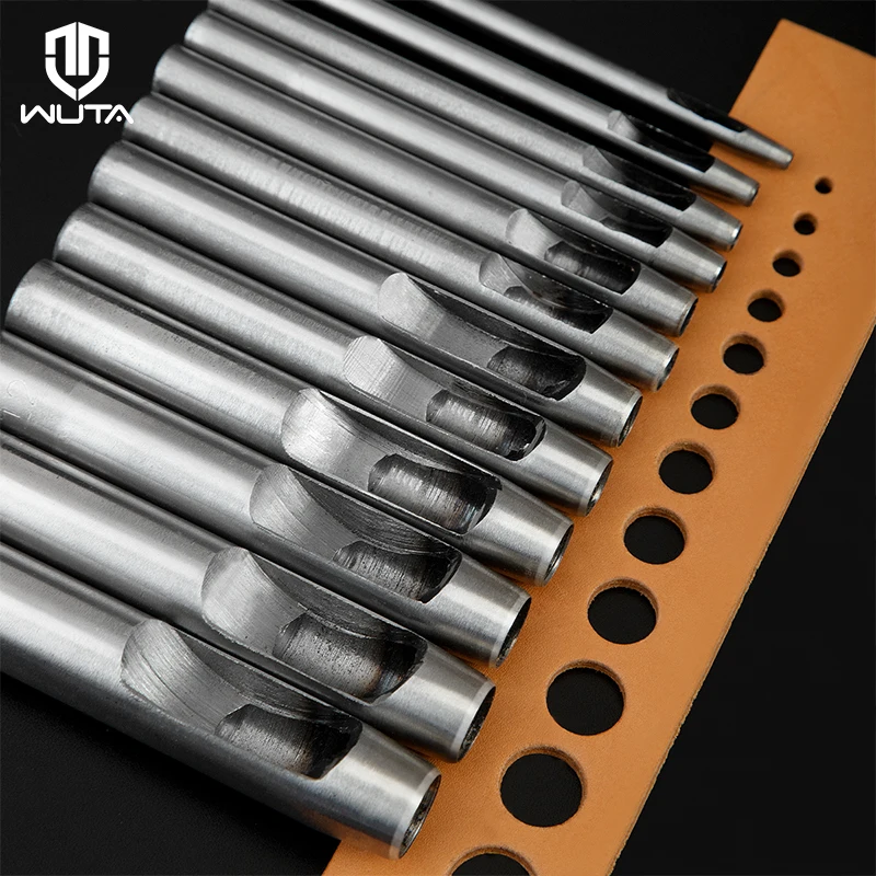 

WUTA 5-15 Pcs Kit Hollow Punch Set Round Hole Punch Tool Steel Leather Craft Working for Watch Band,Fabric,Plastics,Gasket Belt