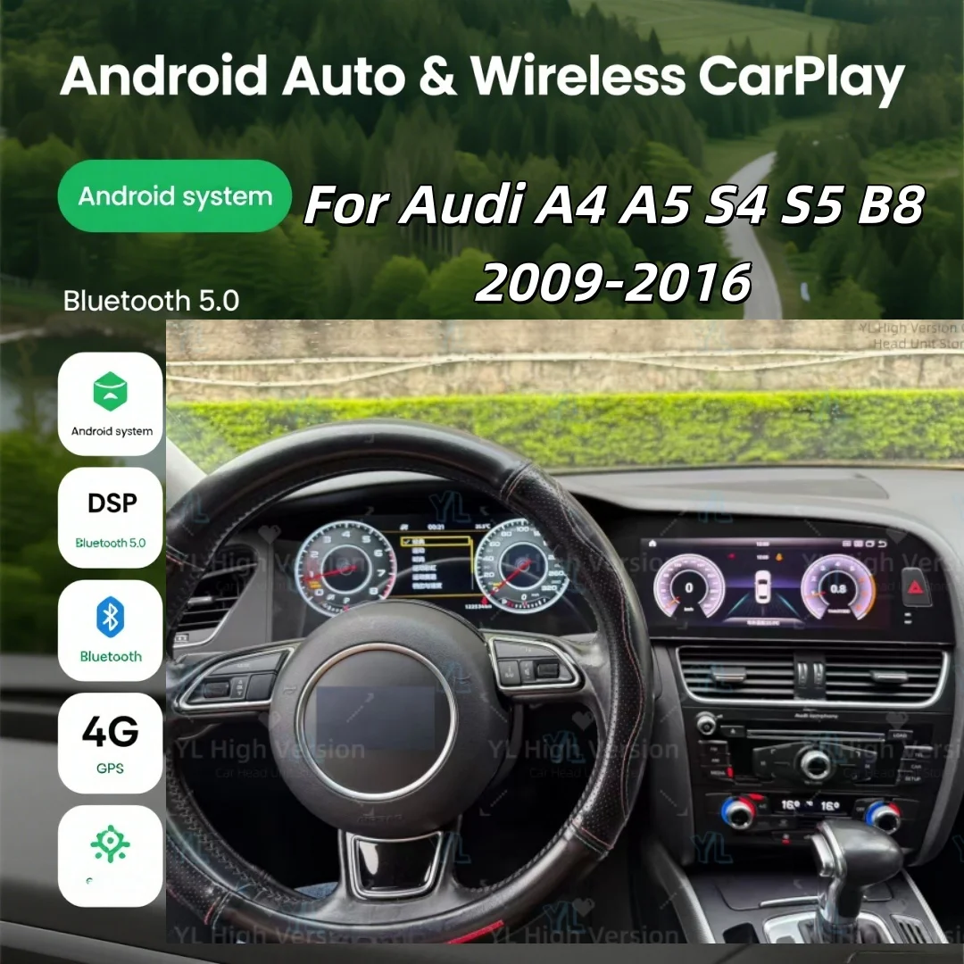 

CY Wireless CarPlay Android Auto For Audi A4 A5 S4 S5 B8 2009-2016 GPS Navi Auto Stereo Head Unit Multimedia Player Car Radio
