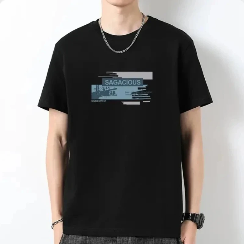 Modern Casual Men's Printed T-Shirt With Abstract Design For Everyday Wear Comfortable Breathable Fit