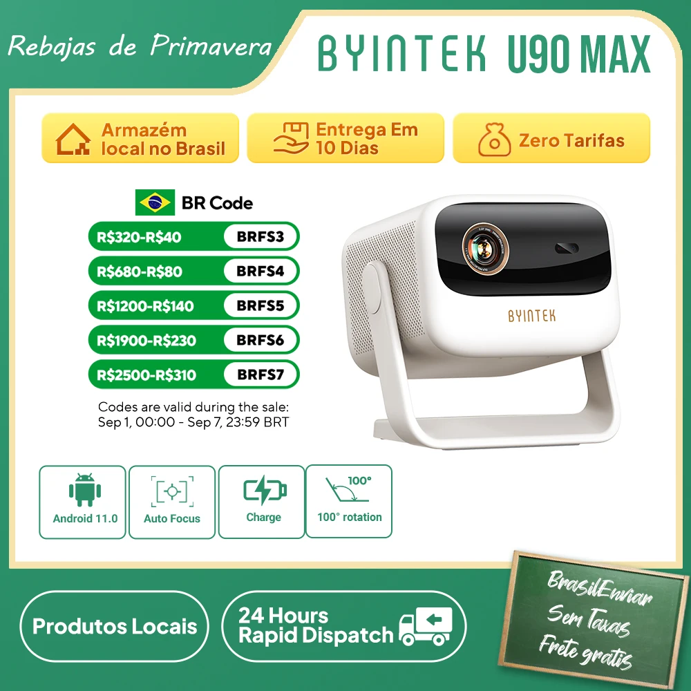 Byintek U90 MAX Magic 2 Projetor 4K Portátil com Google TV