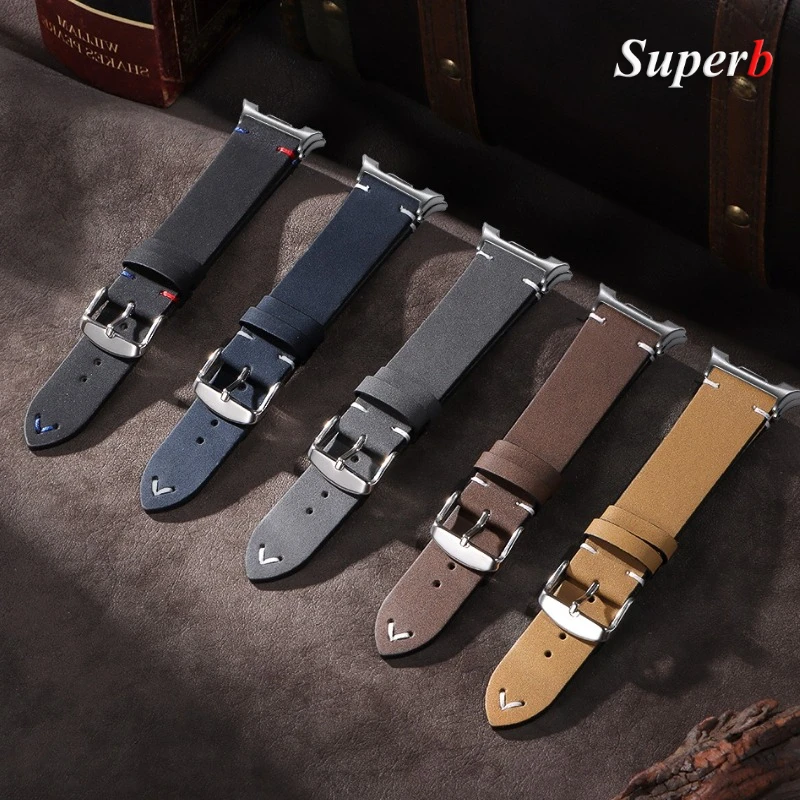 Tali Kulit PU Tanpa Celah untuk Jam Tangan Samsung Galaxy 8 Gelang Pengganti Klasik untuk Jam Tangan Galaxy 8 44Mm 40Mm 46Mm Aksesori