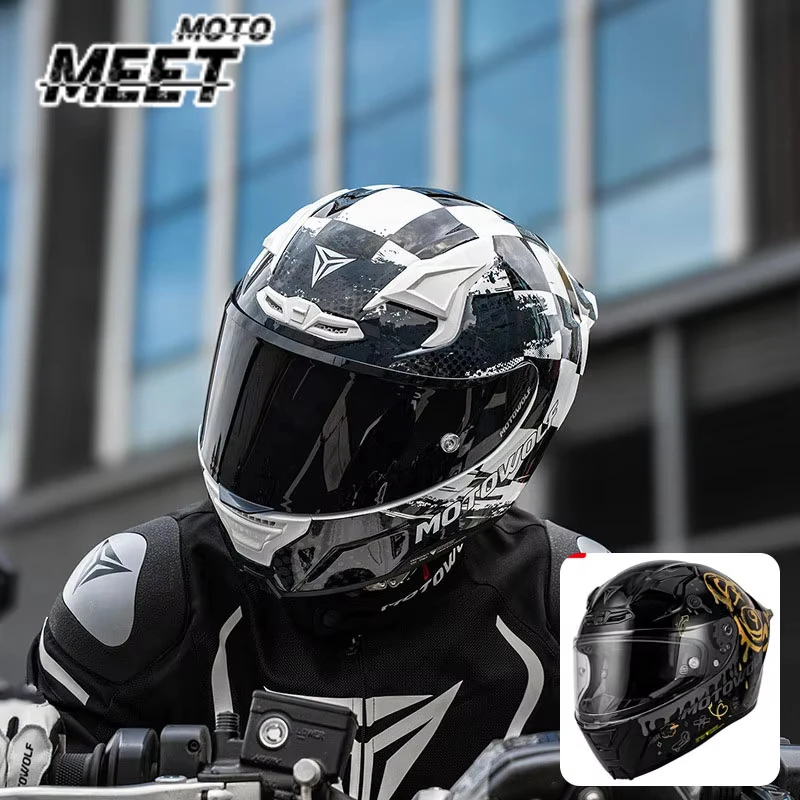 MOTOWOLF H1 Motorcycle Helmet BigT ail Men Women Locomotive Full Helmet Lightweight ALL Seasons cascos para moto racing casco