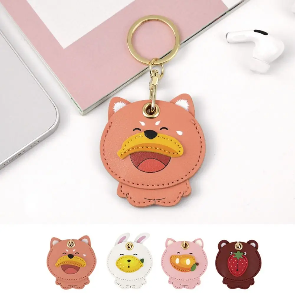 2Pcs Cartoon Fruit Animal Key Ring Pig Funny Protection PU Leather Cover Fashionable Anti-Scratch Access Card Cover Case Pet