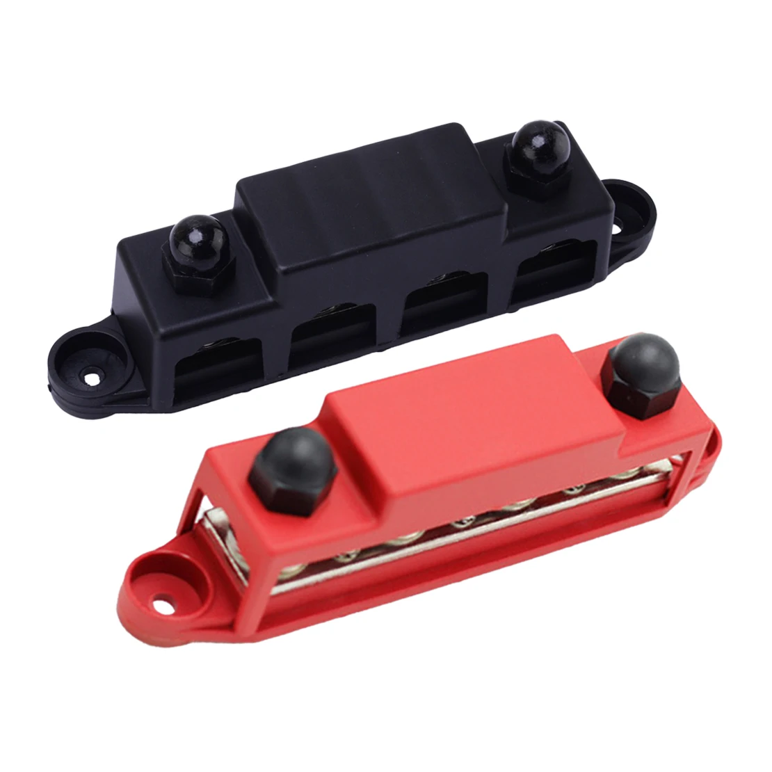 

3/8" M10 48V 250A Marine Car 4 Post Power Distribution Block Bus Bar With Cover Fit for Trucks RVs Boats Trailers Red & Black