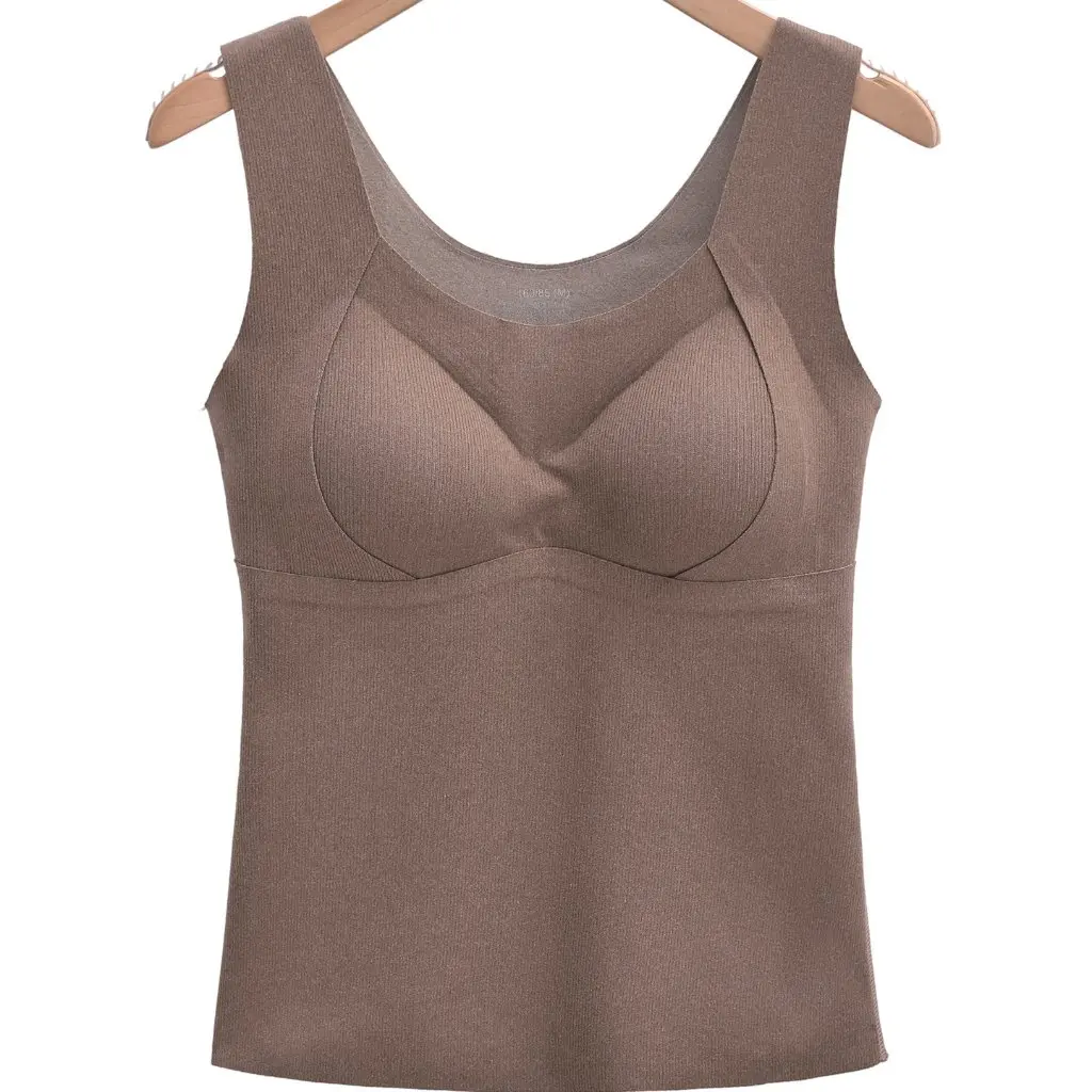 

Women's Warm Vest Slim-Fit Base Camisole Top with Chest Pad for Autumn Winter One-Piece Bra New Style