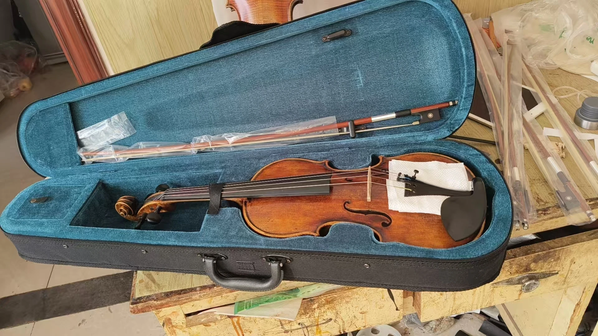 NEW-4/4 Guarneri اليدوية الكمان الإيطالي خمر النفط اللوحة الكمان مجموعة صندوق الأدوات المهنية #3