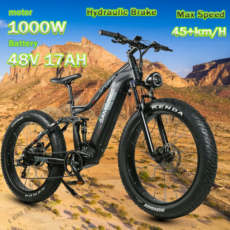 Electric Bike SAMEBIKE RS-A08 750W 48V 17Ah 26*4.0Inch Fat Tires Motor Battery Max Speed 35km/h Electric Bicycle Mountain Ebike