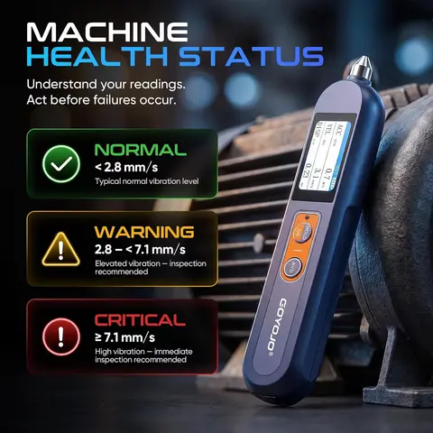 GOYOJO Pen‑Type Vibration Meter Handheld Vibration Tester Data Hold Storage Vibration Measuring Tool for Motors HVAC Engines