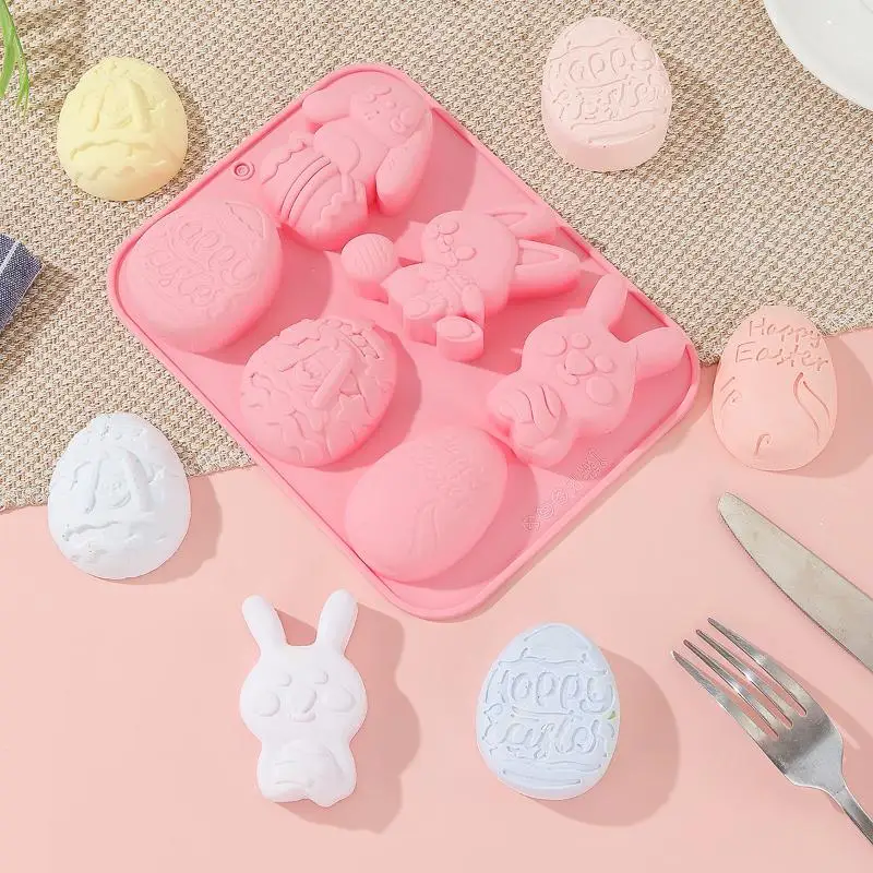 Easter Bunny Egg Shaped Silicone Mold DIY Cake Cookies Mold Chocolate Candy Baking Tool For Easter Birthday Party Decoration